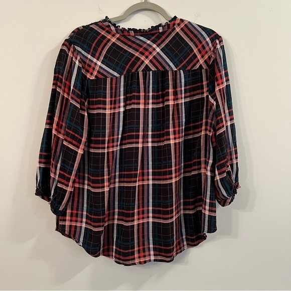 Women’s Torrid blue plaid quarter sleeve blouse size 0X - Picture 5 of 5